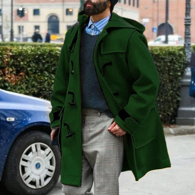 Herrenmantel mit Kapuze und Reverskragen