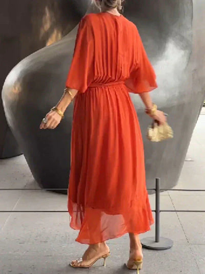 Renate | Chiffon-Midikleid mit Wickeloptik