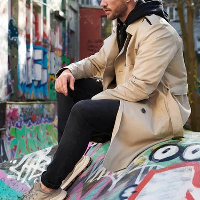 Reverskragen-Trenchcoat mit Gürtel für Herren