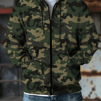 Herren-Camouflage-Kapuzenjacke mit Seitentaschen