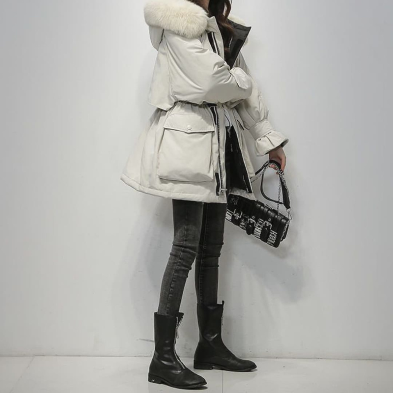 Carlisha | Damen Schwarz Parka | Warme Winterjacke