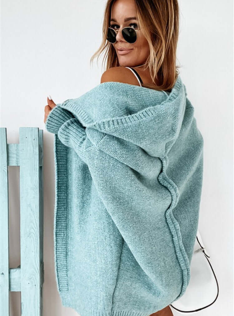 Tiara | Damen Schwarz Strickjacke | mit Kapuze