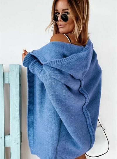 Tiara | Damen Schwarz Strickjacke | mit Kapuze