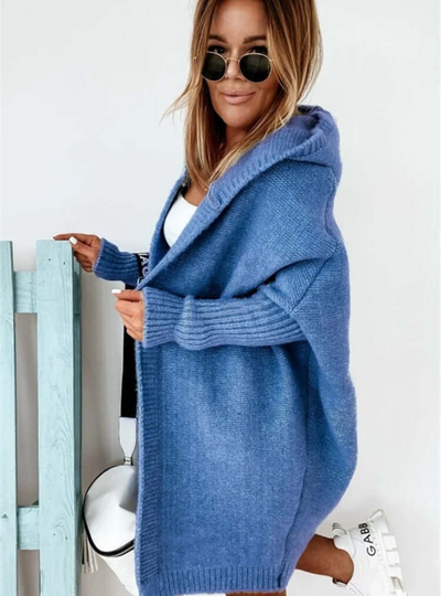 Tiara | Damen Schwarz Strickjacke | mit Kapuze