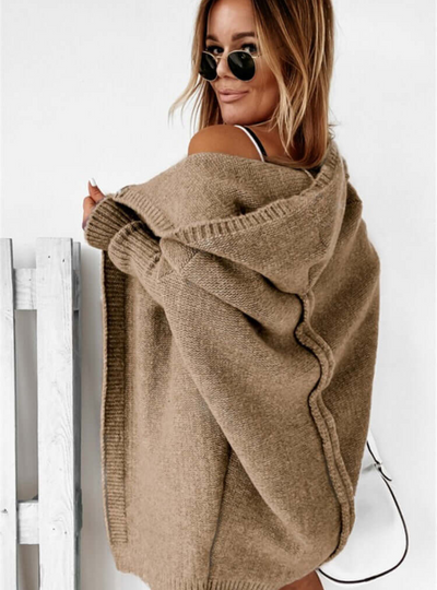 Tiara | Damen Schwarz Strickjacke | mit Kapuze