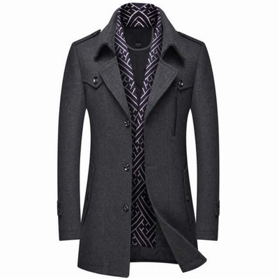 Ayaan | Herren Schwarz Trenchcoat | Lange Jacke