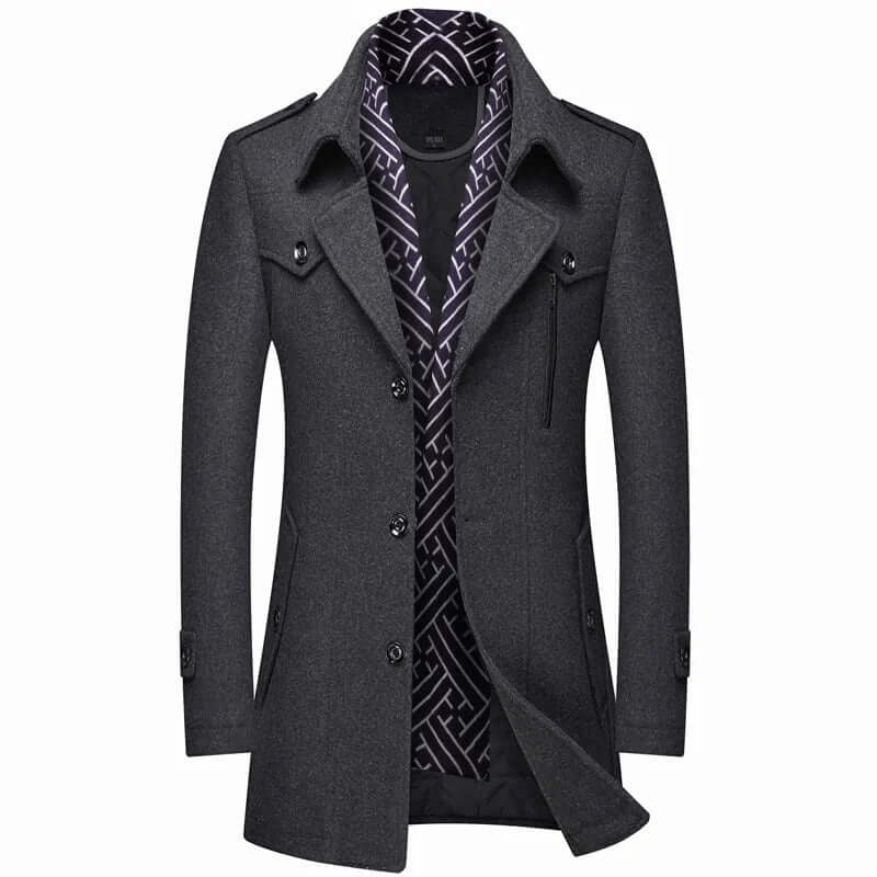 Ayaan | Herren Schwarz Trenchcoat | Lange Jacke
