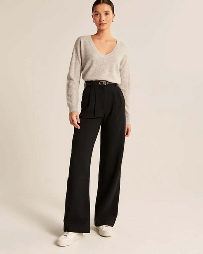 Adalyn | Damen Schwarz Weite Hose | Elegant