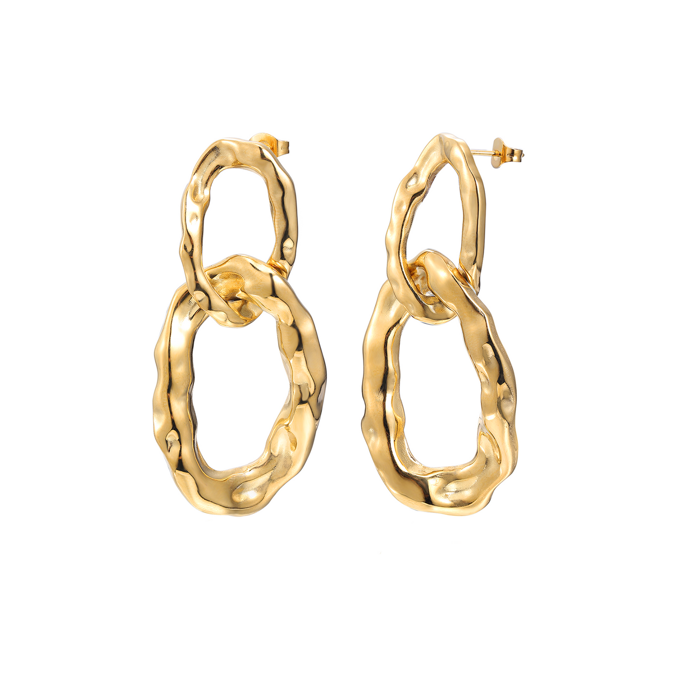 Modische Statement Ohrhänger Gold Edelstahl Damen Ohrringe Hypoallergen