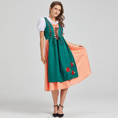 Damen Traditionelles Deutsches Midi Oktoberfest Dirndl Kleid