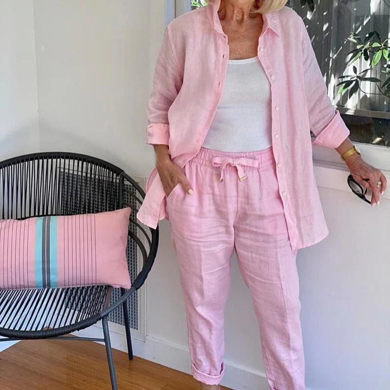 Yasmine - Set aus langärmeliger Bluse und Hose für Frauen