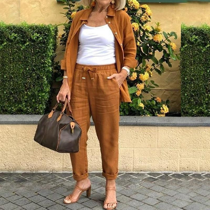 Yasmine - Set aus langärmeliger Bluse und Hose für Frauen