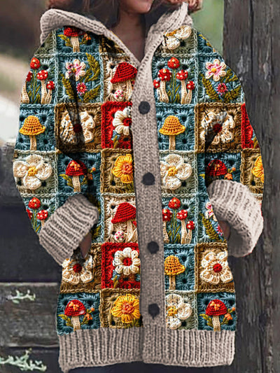 Pilar® | Eine bequeme, florale Patchwork-Strickjacke mit Kapuze für Damen