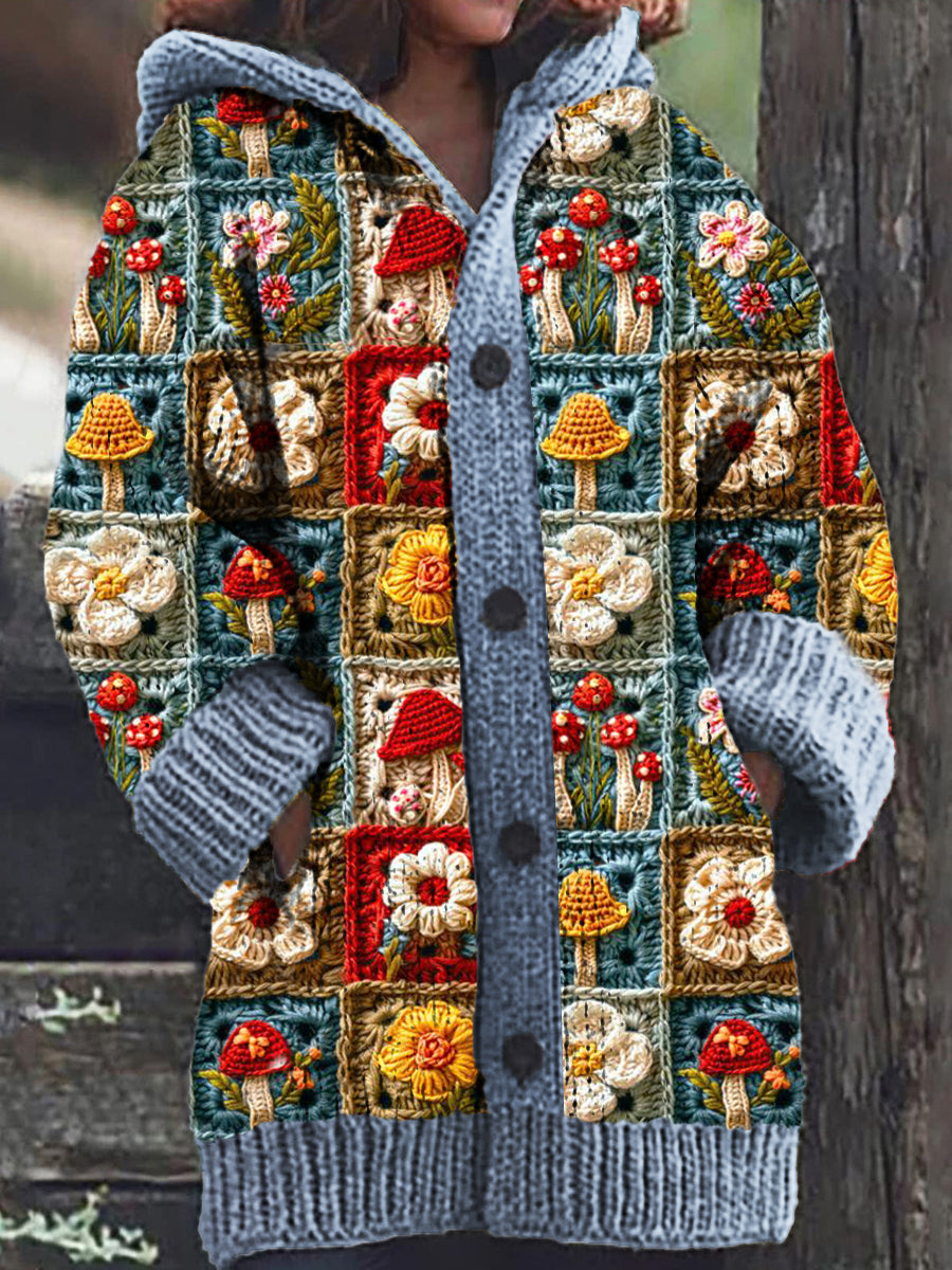 Pilar® | Eine bequeme, florale Patchwork-Strickjacke mit Kapuze für Damen