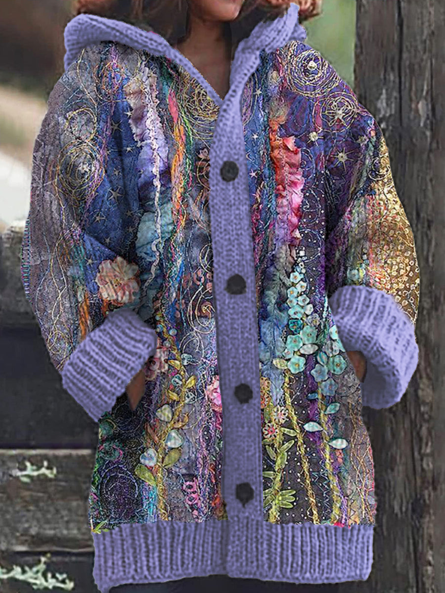 Antonella® | Damen-Cardigan-Jacke mit Blumenmuster und Kapuze