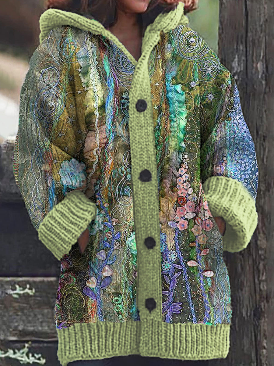 Antonella® | Damen-Cardigan-Jacke mit Blumenmuster und Kapuze