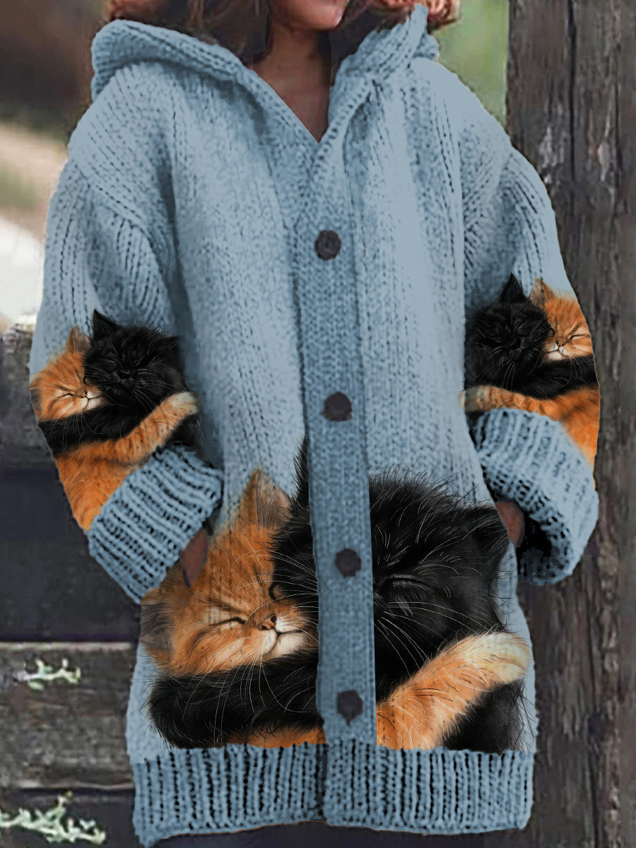 Dulce® | Jacke mit Kapuze und zwei Katzen für Damen