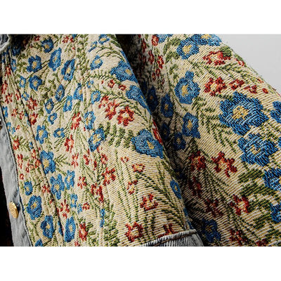 Ana María® | Stilvolle Herbst-Jeansjacke mit Jacquard-Stickerei und Peter-Pan-Kragen für Damen
