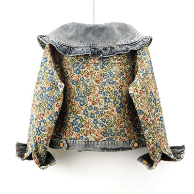 Ana María® | Stilvolle Herbst-Jeansjacke mit Jacquard-Stickerei und Peter-Pan-Kragen für Damen