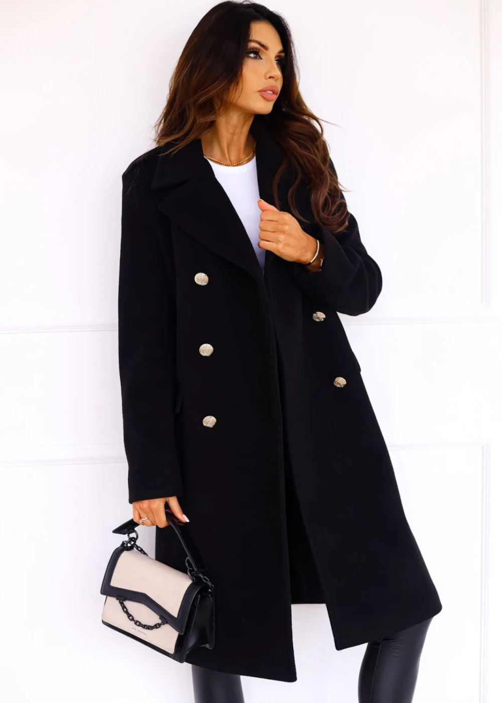 Catherine | Trenchcoat Damen Lang | Schwarze Jacke