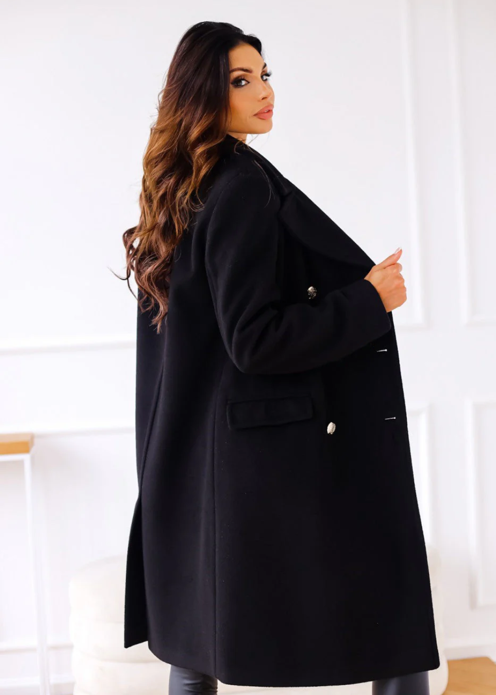 Catherine | Trenchcoat Damen Lang | Schwarze Jacke