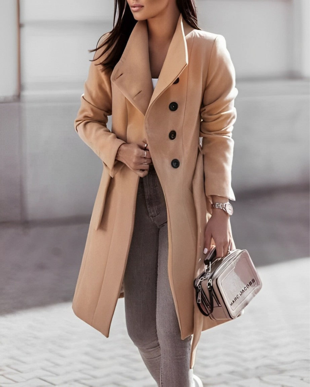 Shania | Damen Trenchcoat Schwarz | Übergangs Jacke