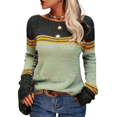 Damen Modischer Streifen-Pullover