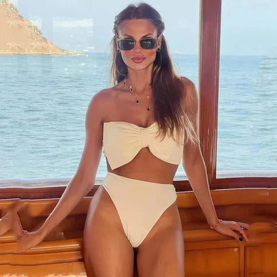 Neri - Trägerloser Badeanzug mit Fliege