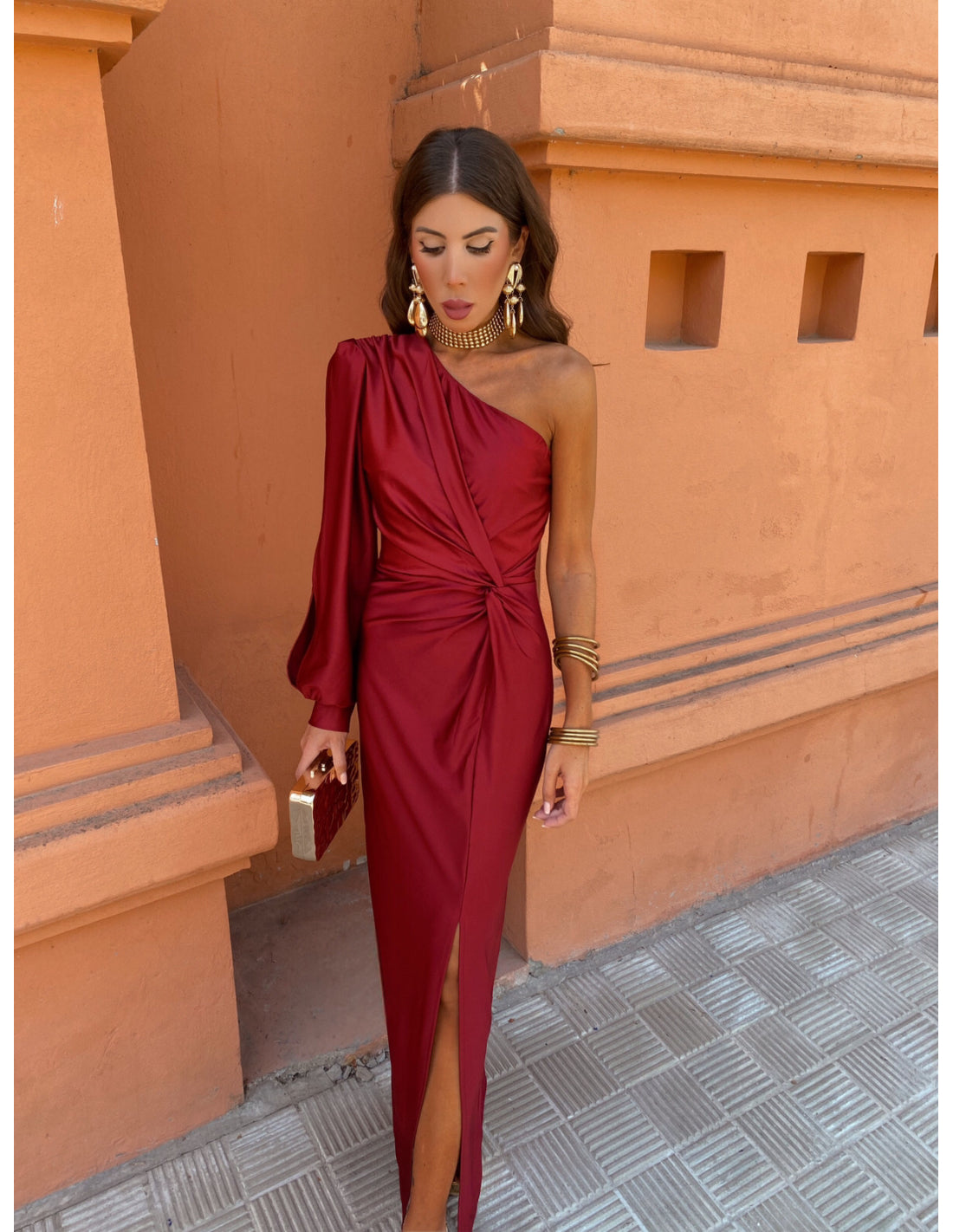 Leonora | One-Shoulder Kleid mit Drapierung & Knoten